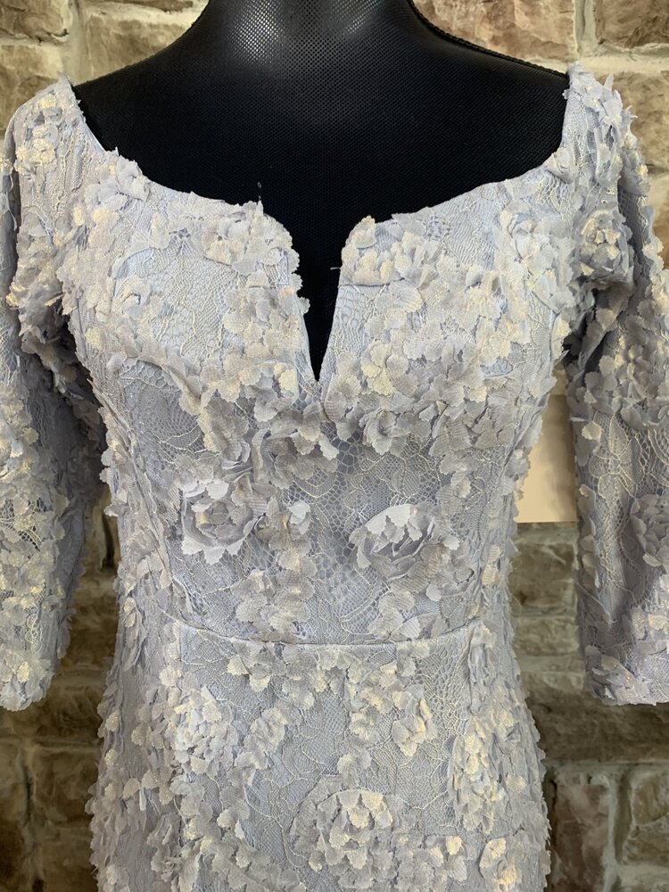 Xscape Light Blue Petal Lace Off the Shoulder Dress, Size 8