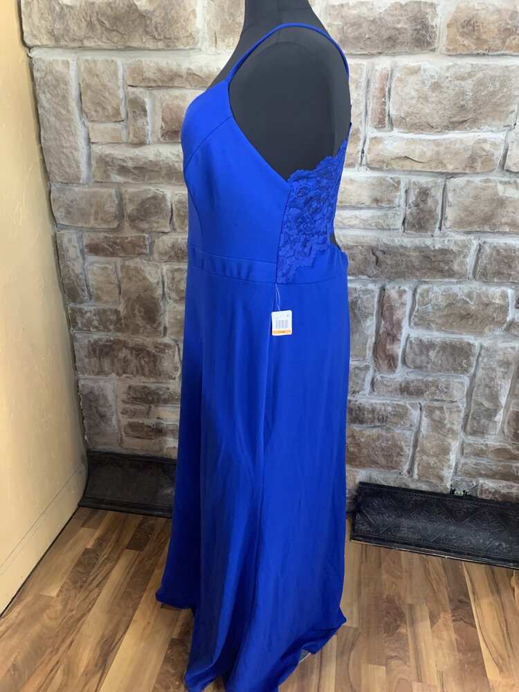 B Darlin Royal Blue Lace Back Zip Gown, Size 24W