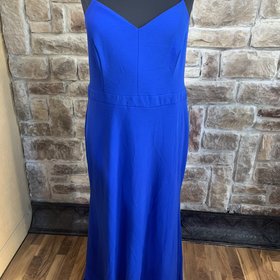B Darlin Royal Blue Lace Back Zip Gown, Size 24W