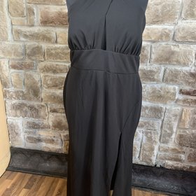 Speechless Black Plunge Halter Gown, Size 20W