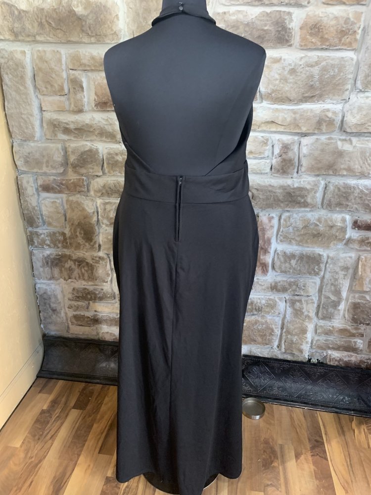 Speechless Black Plunge Halter Gown, Size 20W