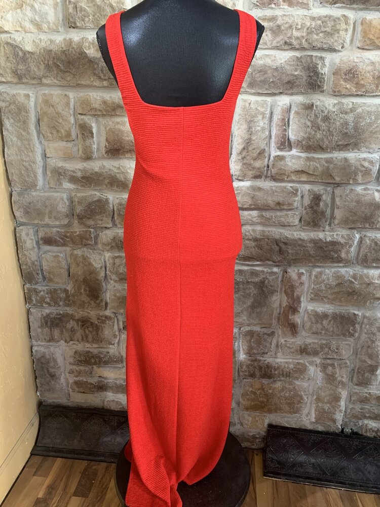 BCBGeneration Red Textured Stretch Knit Long Dress, Size 6