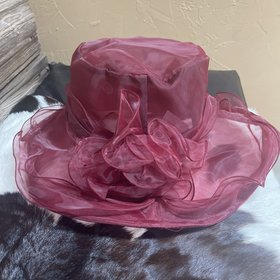 Burgundy Organza Adjustable Derby Hat