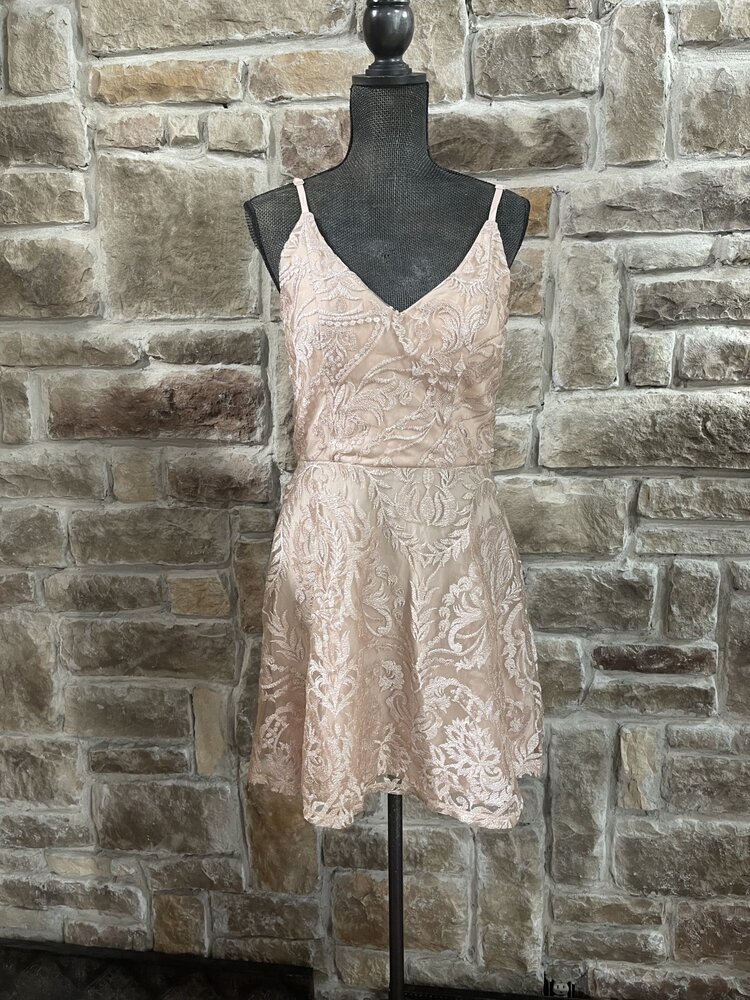 Speechless Blush Pink Overlay Dress with Adjustable Straps, Size 13