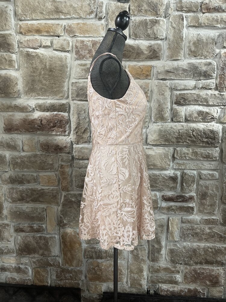 Speechless Blush Pink Overlay Dress with Adjustable Straps, Size 13