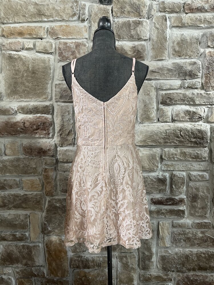 Speechless Blush Pink Overlay Dress with Adjustable Straps, Size 13