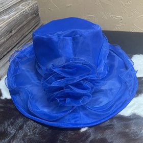 Royal Blue Organza Adjustable Derby Hat