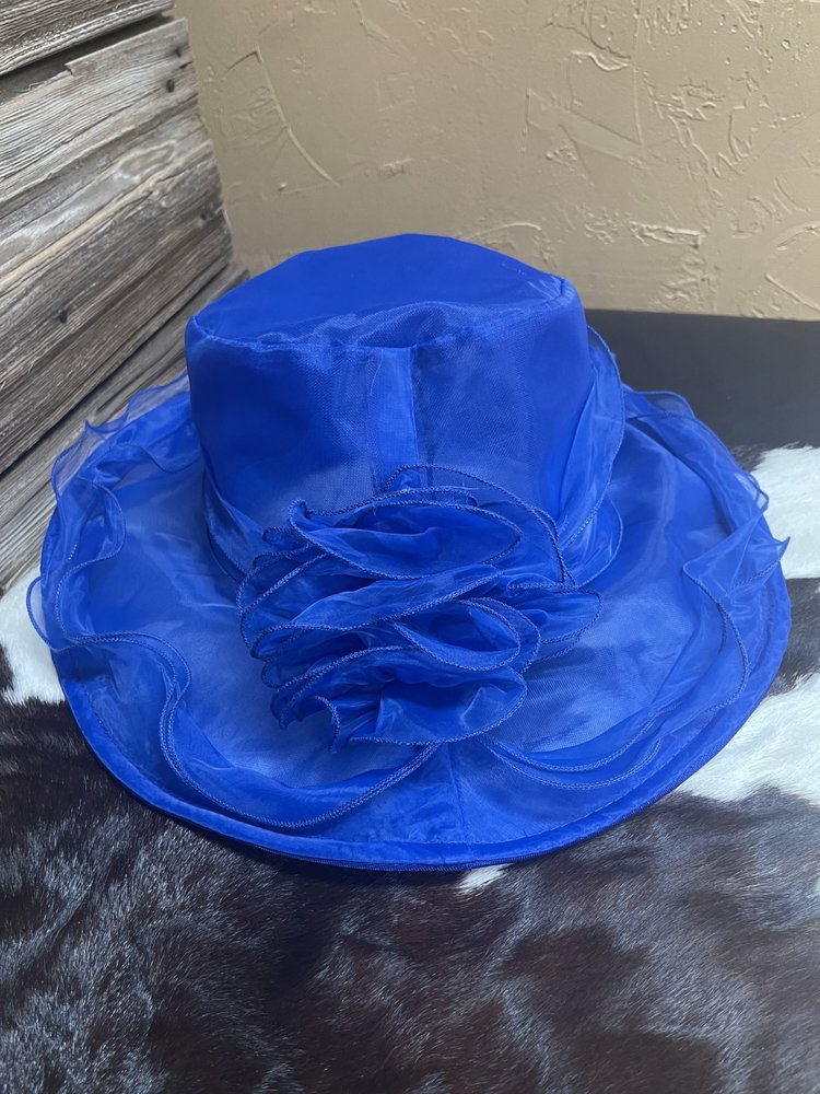 Royal Blue Organza Adjustable Derby Hat