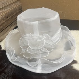 White Organza Adjustable Derby Hat