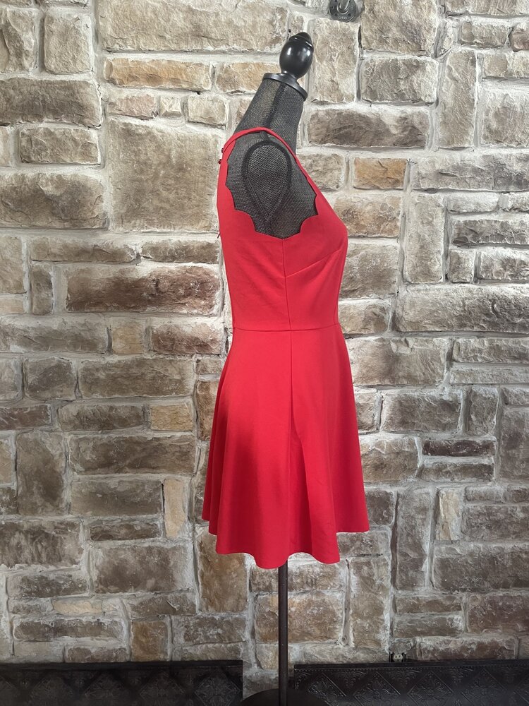 BCX Red Halter Scalloped Sheath Dress