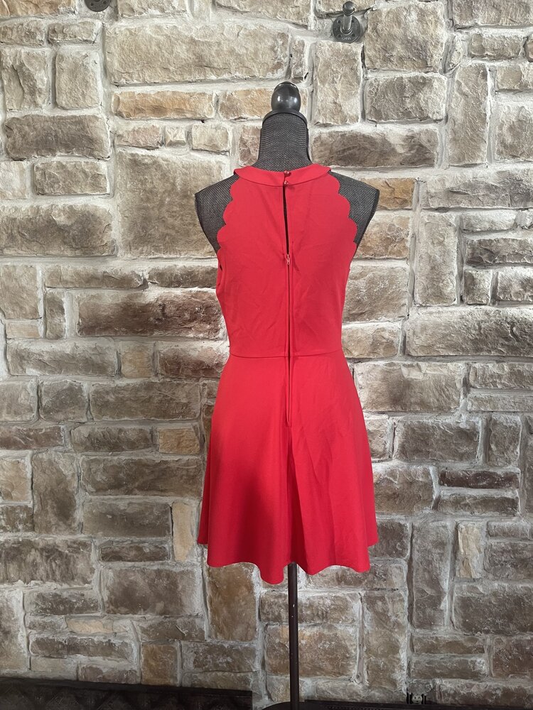 BCX Red Halter Scalloped Sheath Dress