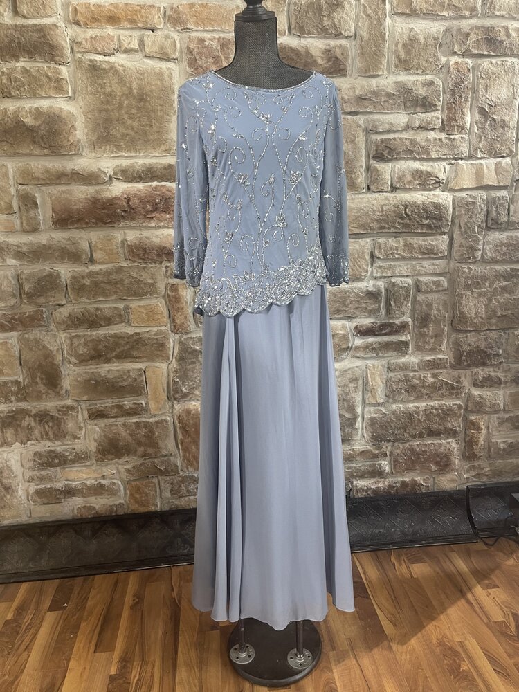 Jkara Light Blue Beaded Top Gown, Size 10