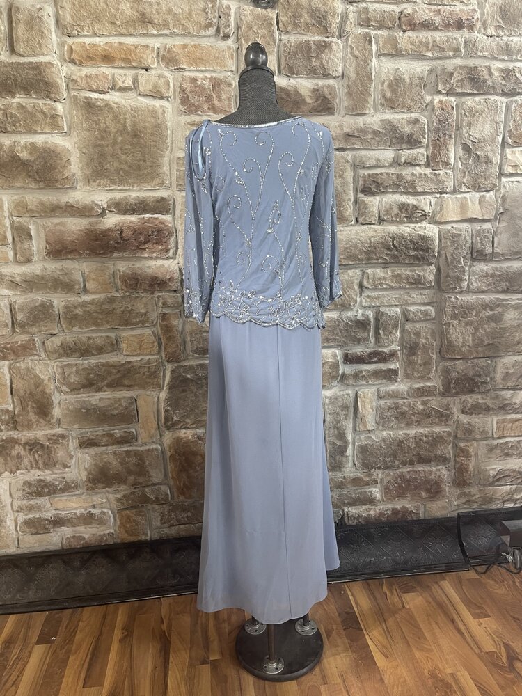 Jkara Light Blue Beaded Top Gown, Size 10