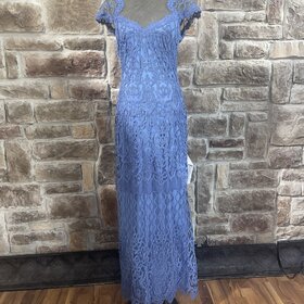 Tadashi Shoji Petal Blue Embroidered Lace Gown, Size 12