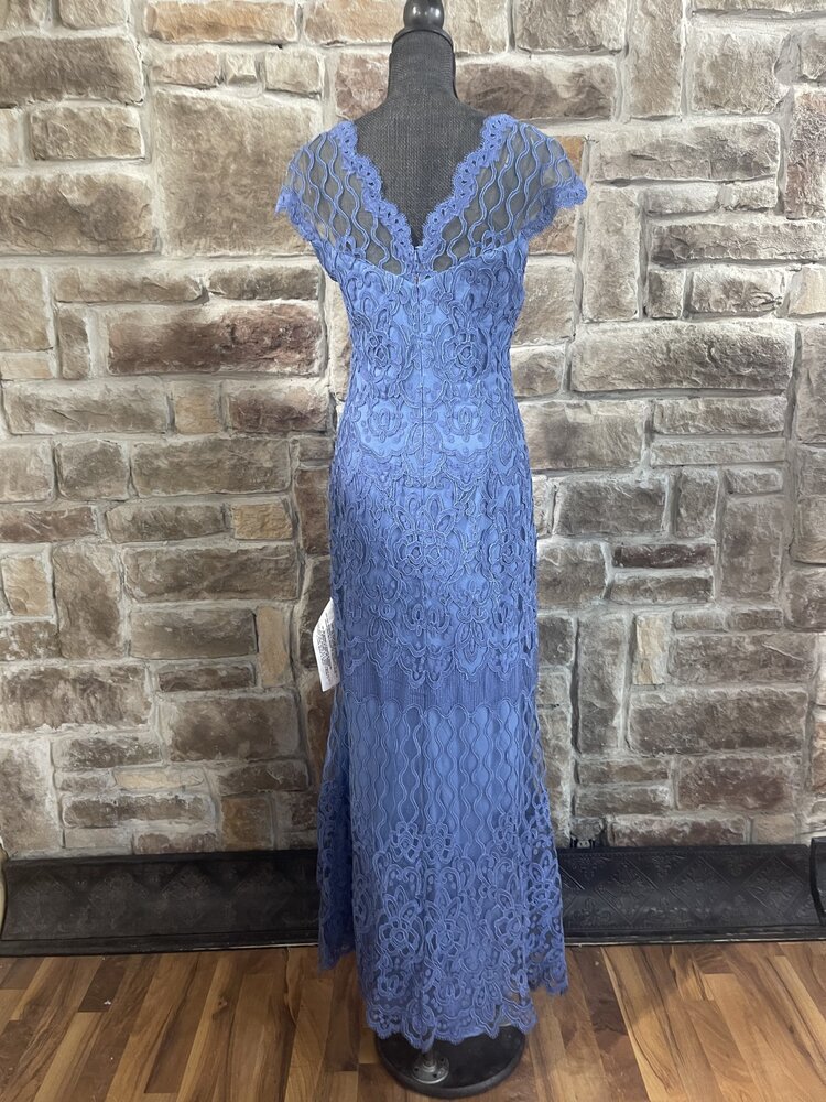 Tadashi Shoji Petal Blue Embroidered Lace Gown, Size 12