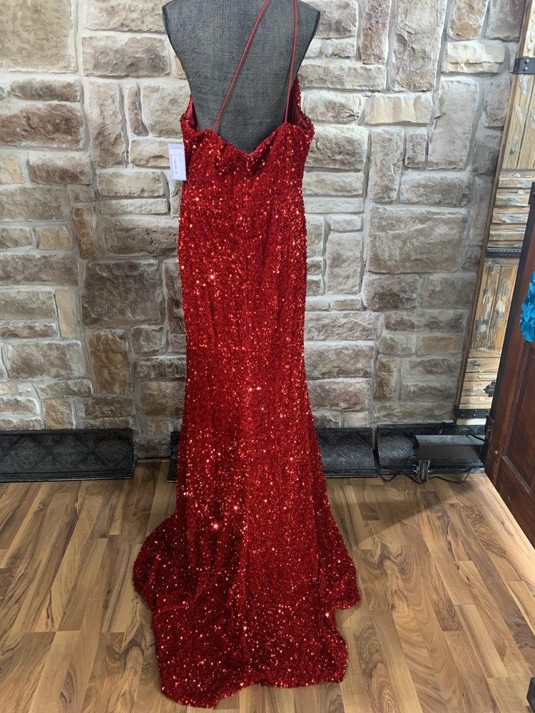 Velvi Red Sequin One Shoulder Gown,  Size 16