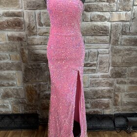 Velvi Pink  Sequin One Shoulder Gown, Size 2