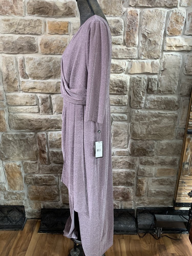 Adrianna Papell Mauve Shimmer Long Sleeve Gown, Size 18W