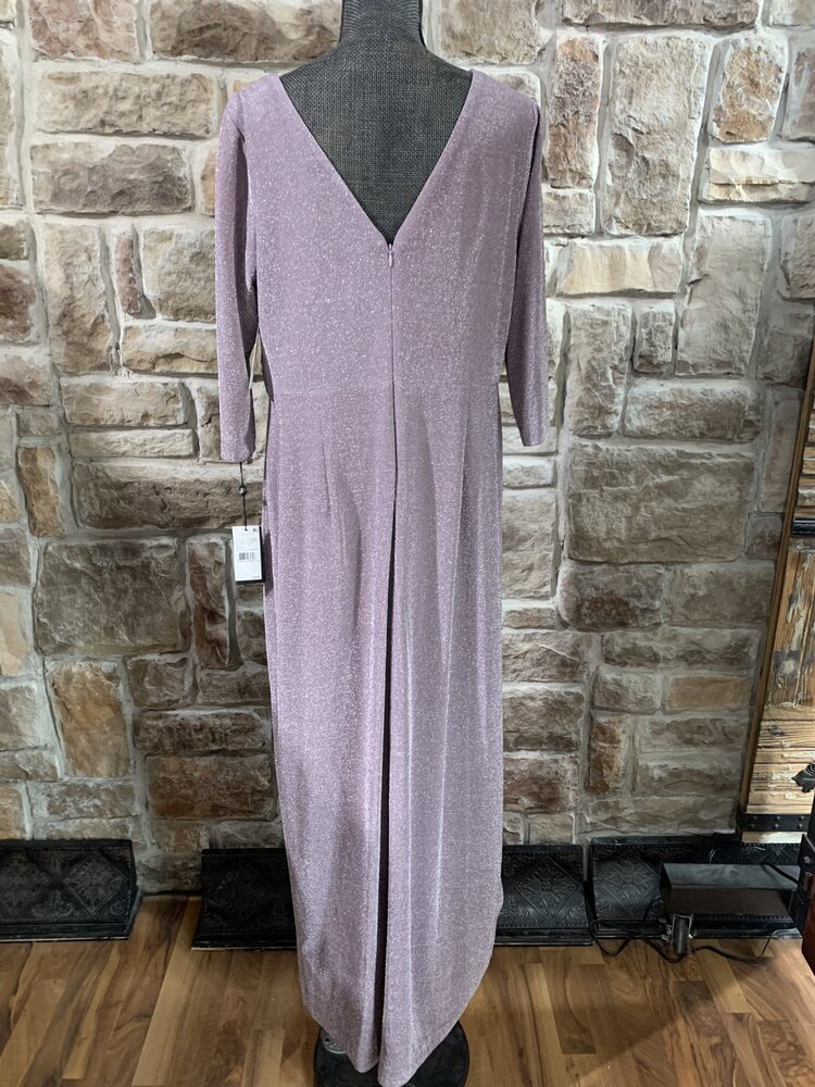 Adrianna Papell Mauve Shimmer Long Sleeve Gown, Size 18W