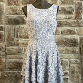 Speechless Light Blue Lace Double Layer Skirt, Size 15
