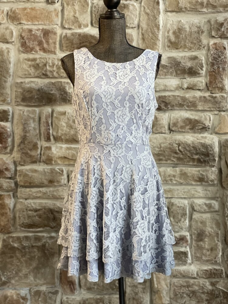 Speechless Light Blue Lace Double Layer Skirt, Size 15