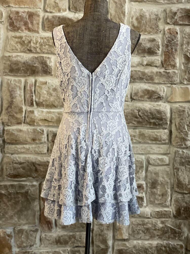 Speechless Light Blue Lace Double Layer Skirt, Size 15