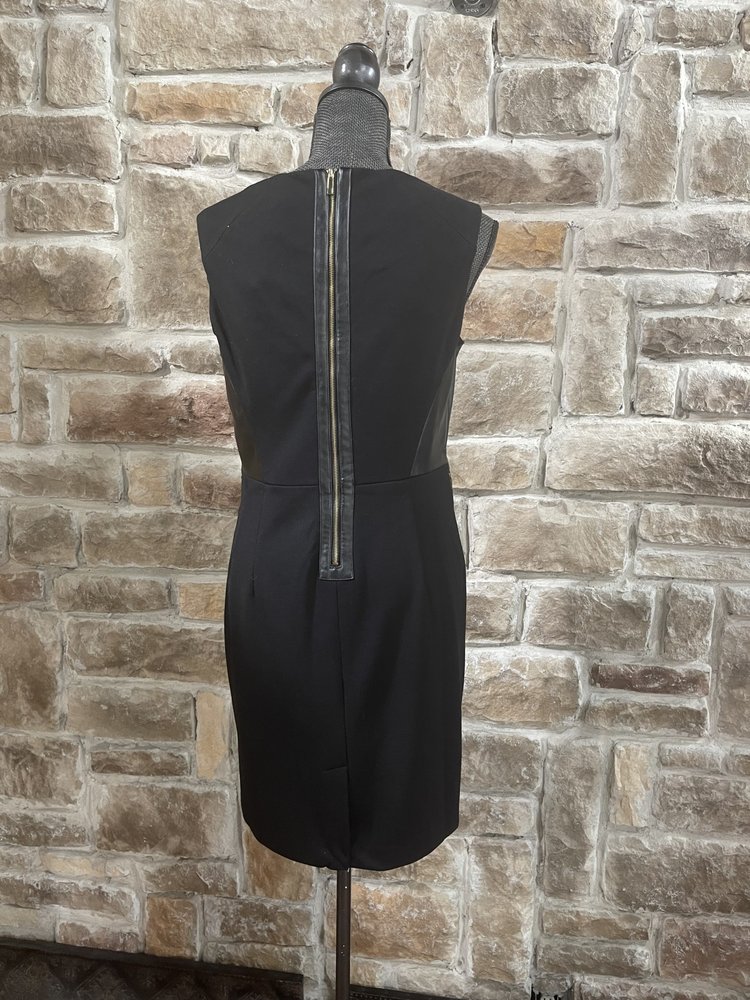 Black Dress w/Faux Leather Trim, Size 8