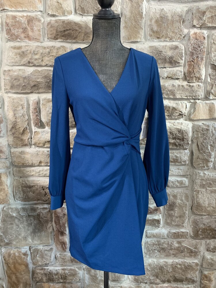 DKNY Teal Long Sleeve Wrap Dress, Size 8P