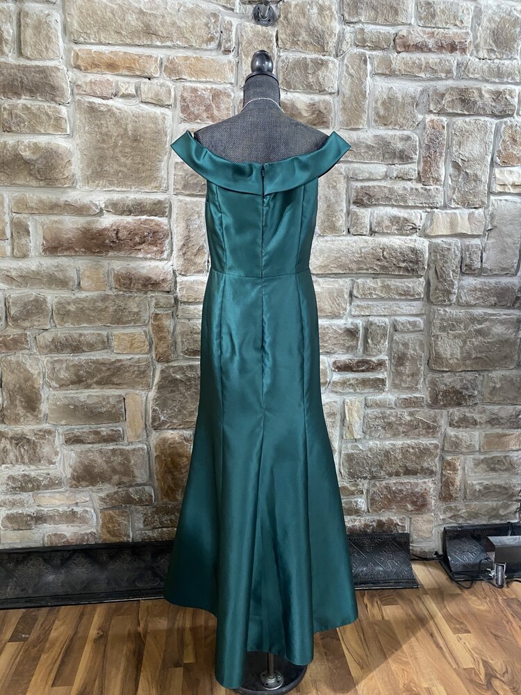 Alfred Sung Emerald Green Portrait Collar Gown , Size 14