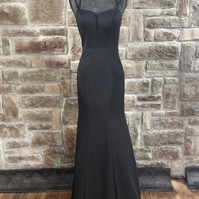 Aspeed Black Jersey Spaghetti Strap Long Dress, Size S