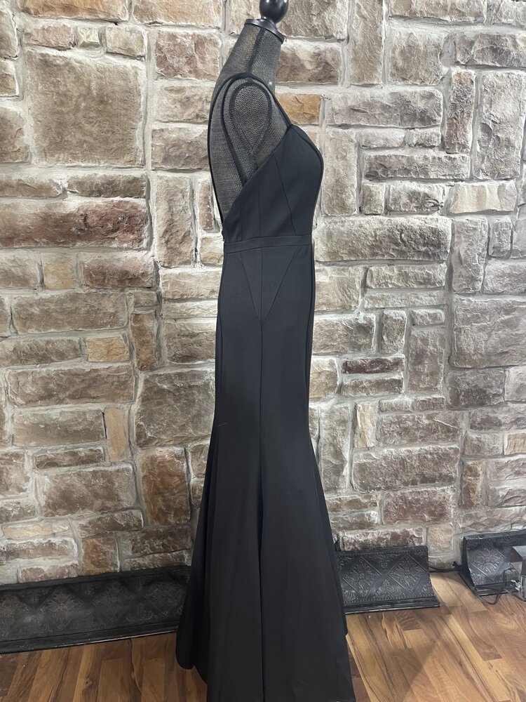 Aspeed Black Jersey Spaghetti Strap Long Dress, Size S