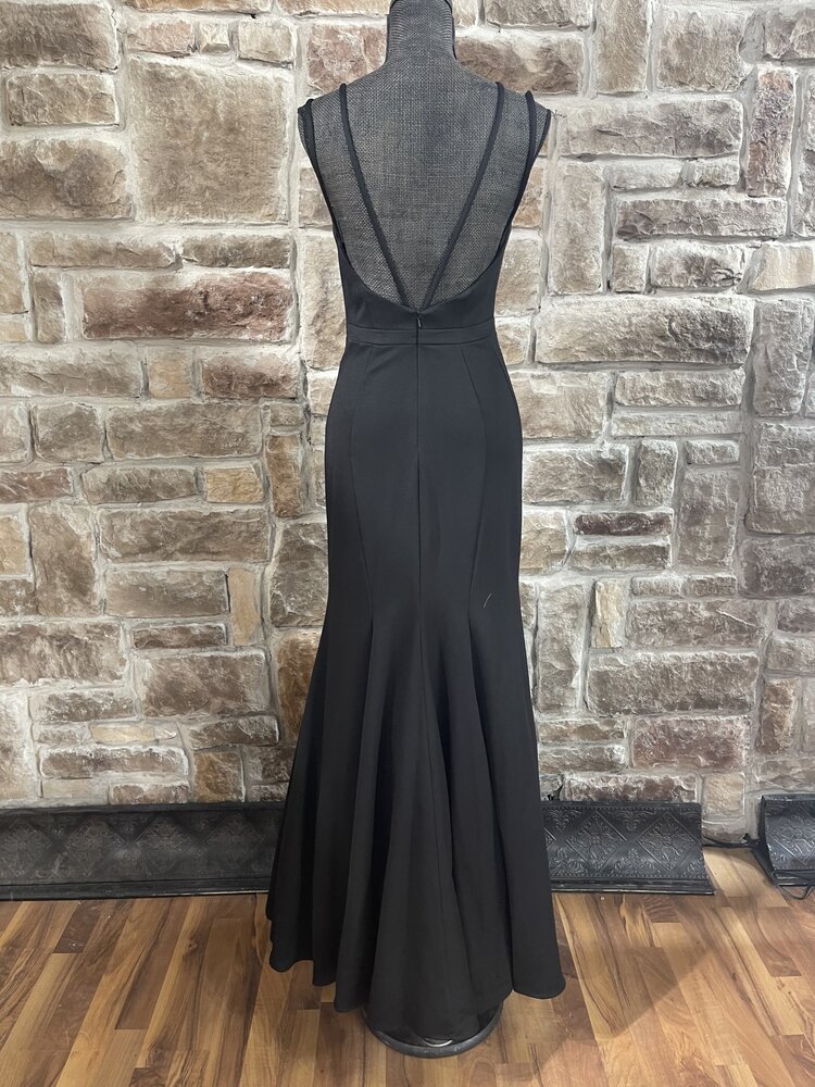 Aspeed Black Jersey Spaghetti Strap Long Dress, Size S