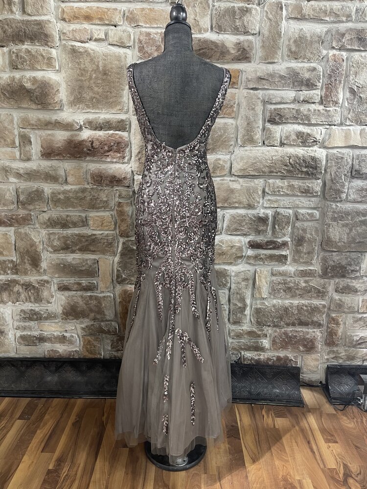 Aspeed Charcoal Top Beaded Mermaid Long Dress, Size M