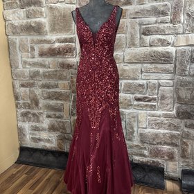 Aspeed Burgundy Top Beaded Mermaid Long Dress, Size M
