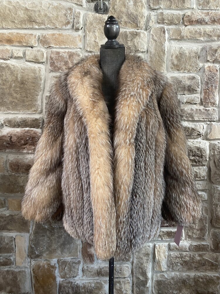 Lakritz & Bein Crystal Dyed Frost Fox Jacket w/Diagonal Cut Sleeves, Size S/M