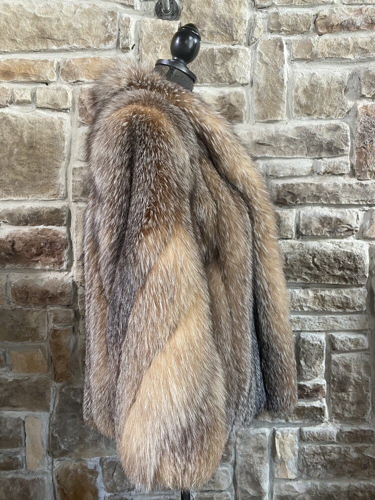 Lakritz & Bein Crystal Fox Jacket w/Diagonal Cut Sleeves, Size S/M