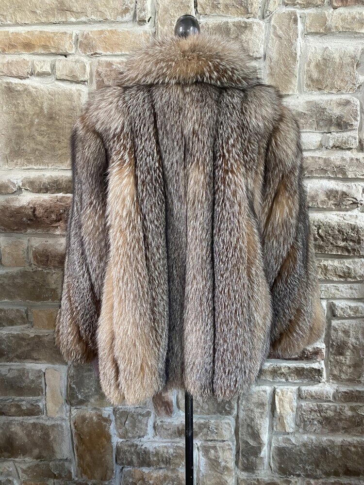 Lakritz & Bein Crystal Dyed Frost Fox Jacket w/Diagonal Cut Sleeves, Size S/M