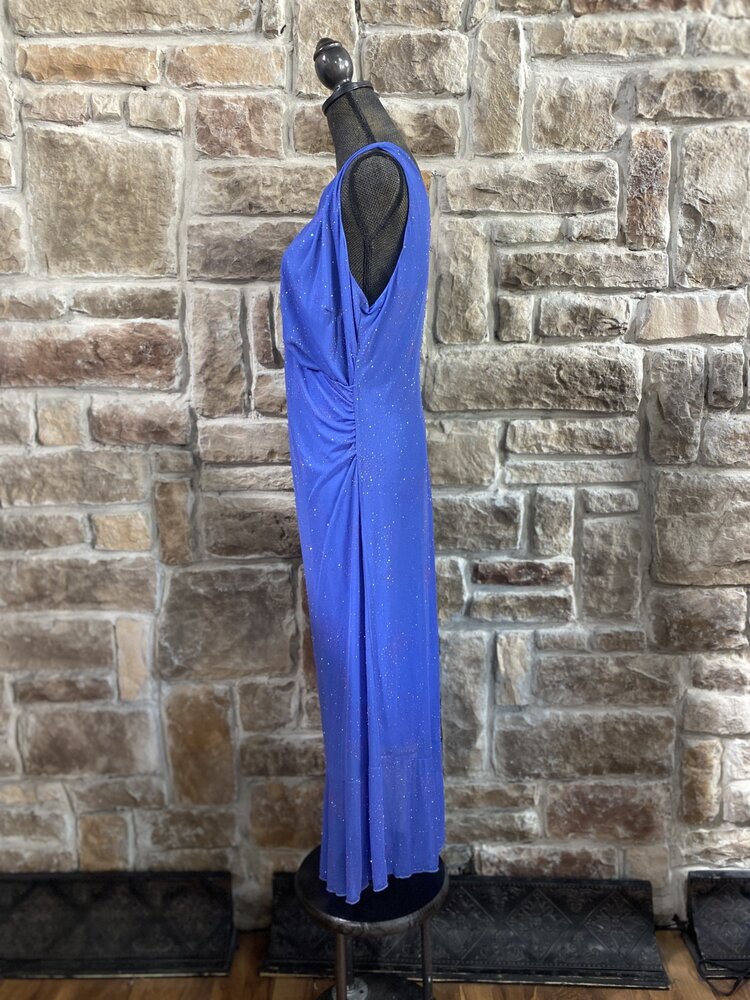 Periwinkle Dress with Purple Glitter and Asymmetrical Design, Size 18