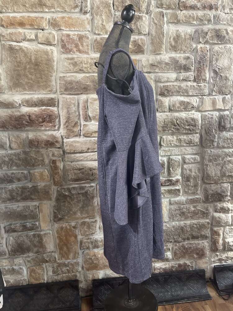 R & M Richards Navy Sparkle Dress w/Cold Shoulder and Bell Sleeves, Size 18W