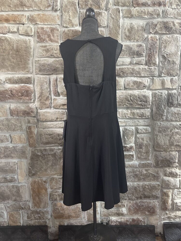 B Darlin Black Open Back Fit & Flare Dress, Size 24