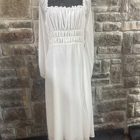 Leydon White Ruffled and Smocked Dress, Size XL