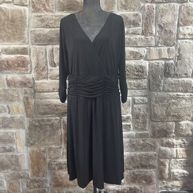 NY Collection Black Long Sleeve Wrap Dress, Size XL