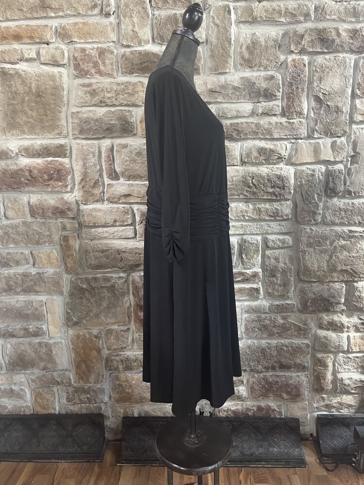 NY Collection Black Long Sleeve Wrap Dress, Size XL