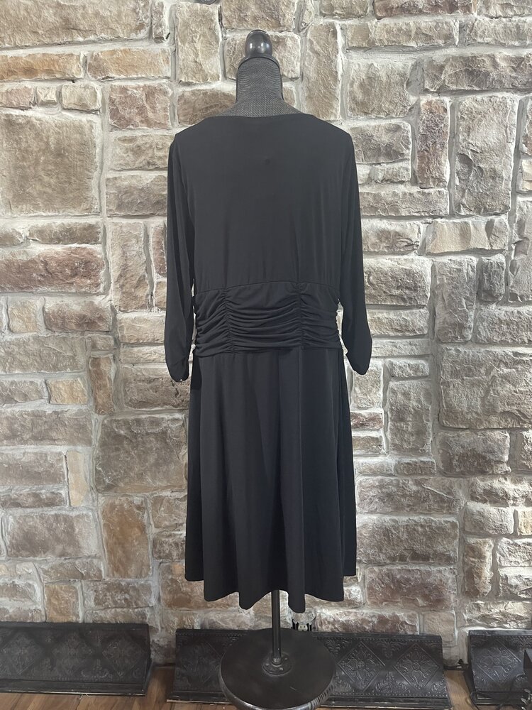 NY Collection Black Long Sleeve Wrap Dress, Size XL