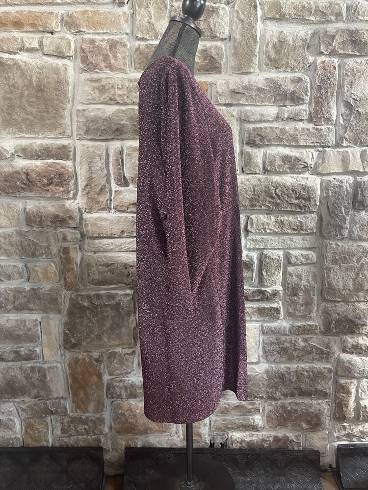 Pink Sparkle Long Sleeve Knot Dress, Size 3X