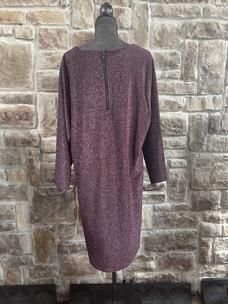 Pink Sparkle Long Sleeve Knot Dress, Size 3X