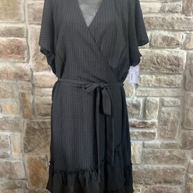 City Chic Black Wrap Tie Dress, Size 22