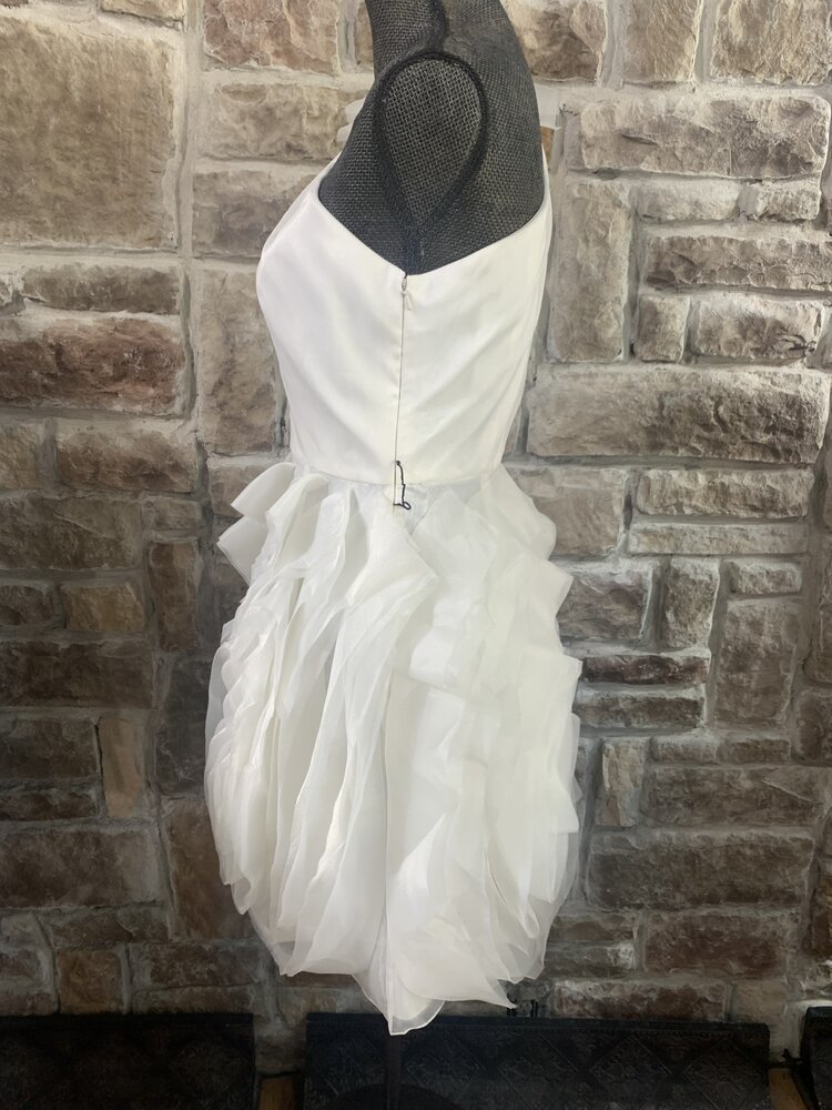 Vera Wang Ivory One Shoulder Silk Bow Dress, Size 6