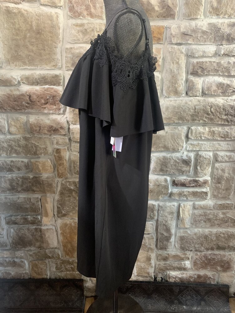 BCX Black Off the Shoulder Ruffle Dress, Size 3X