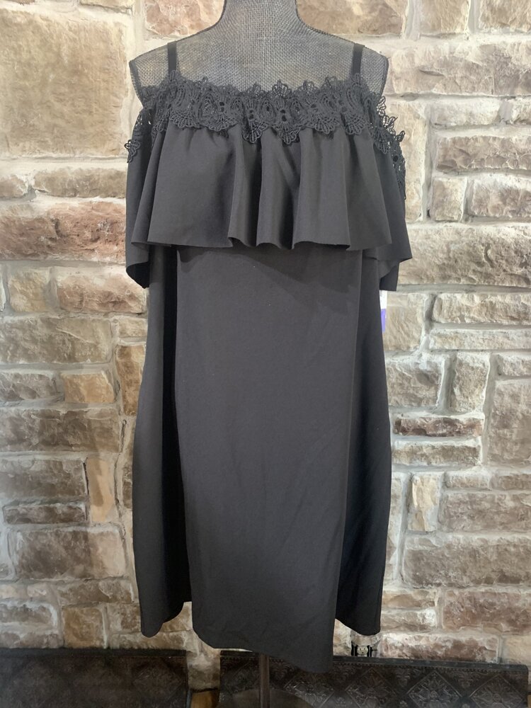 BCX Black Off the Shoulder Ruffle Dress, Size 3X